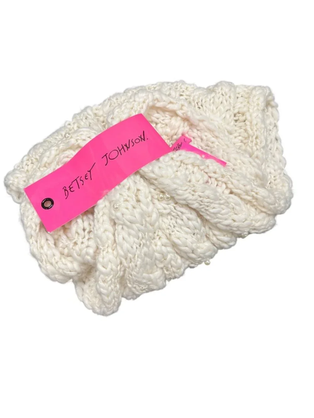 Betsey Johnson womens white cream beaded neck scarf One Size SKU 10-648
